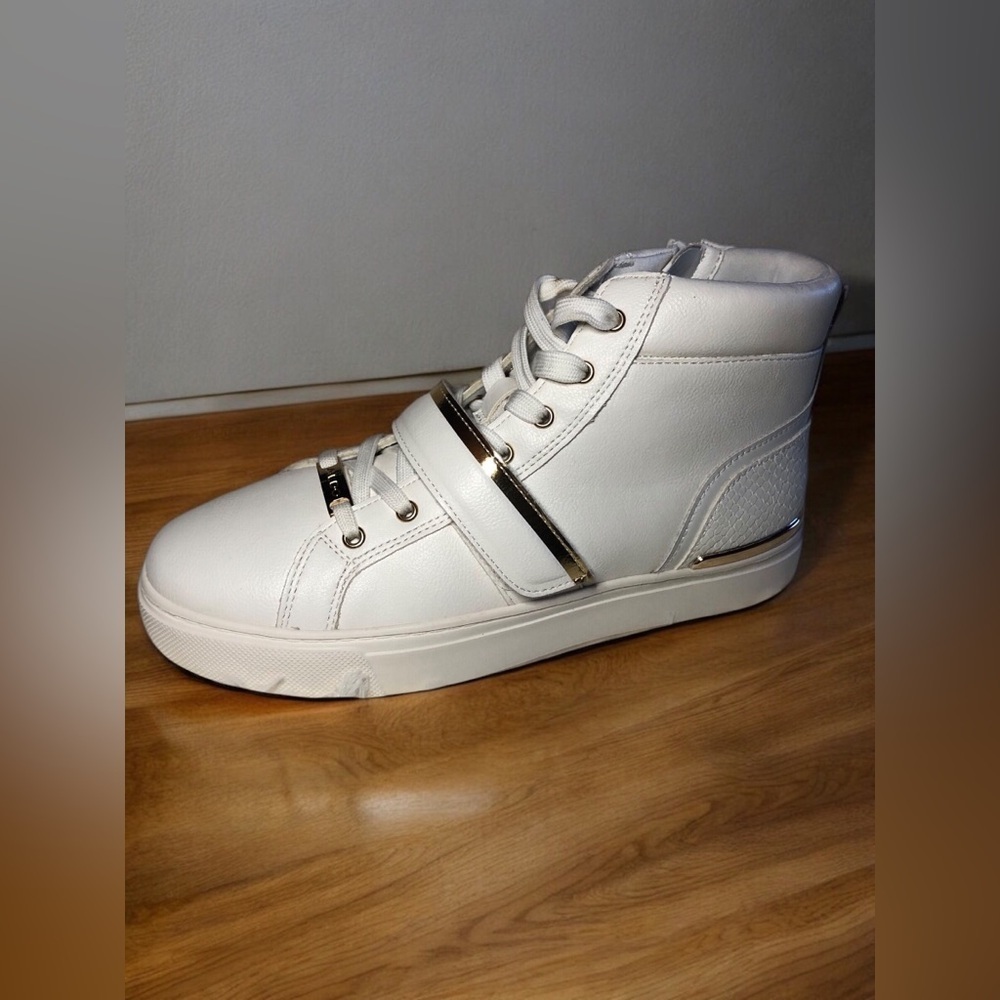 Aldo White and Gold High-Top Sneakers size 7